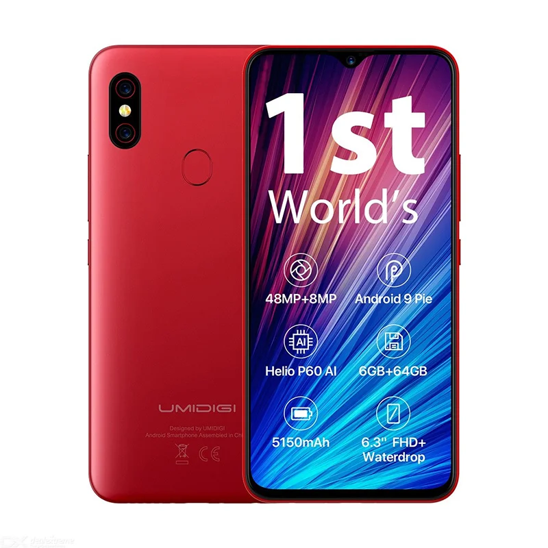 UMIDIGI F1 Play смартфон с 6 3 дюймовым дисплеем ОЗУ ГБ ПЗУ 64 48 Мп + 8 16 МП 5150 мАч Android 9 0