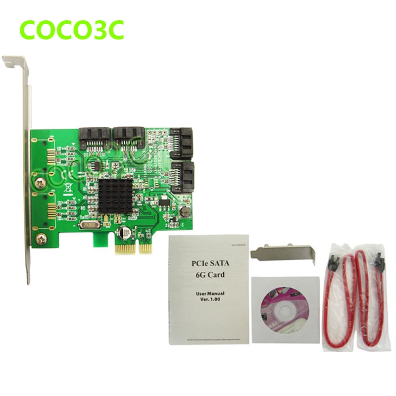 

Marvell 88SE9215 Chipset 4 internal Ports SATA 6G PCI Express Card PCIe to SATA III 3.0 converter low profile bracket