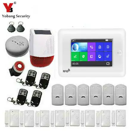 

Yobang Security Smart Home Burglar Alarm System with Door sensor APP Remote Control Solar power Siren Smoke fire sensor detector