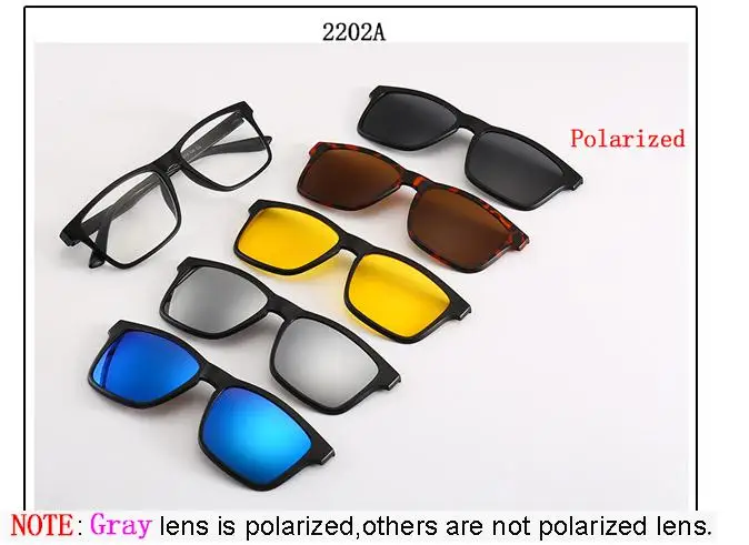 5 стекло на магните солнцезащитные очки 5 в 1 клип зеркальная застежка на очки, прикрепляемые очки для мужчин и женщин Поляризованные корректирующие солнцезащитные очки на заказ близорукость - Цвет линз: as picture