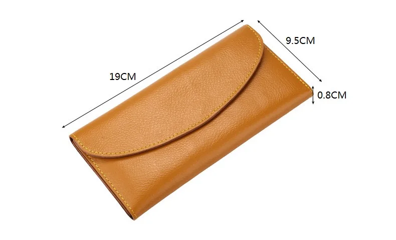 MJ Women Wallets Thin Split Leather Long Wallet Luxury Bi-Fold Card Holder Female Purse Simple Solid Genuine Leather Purse (9)