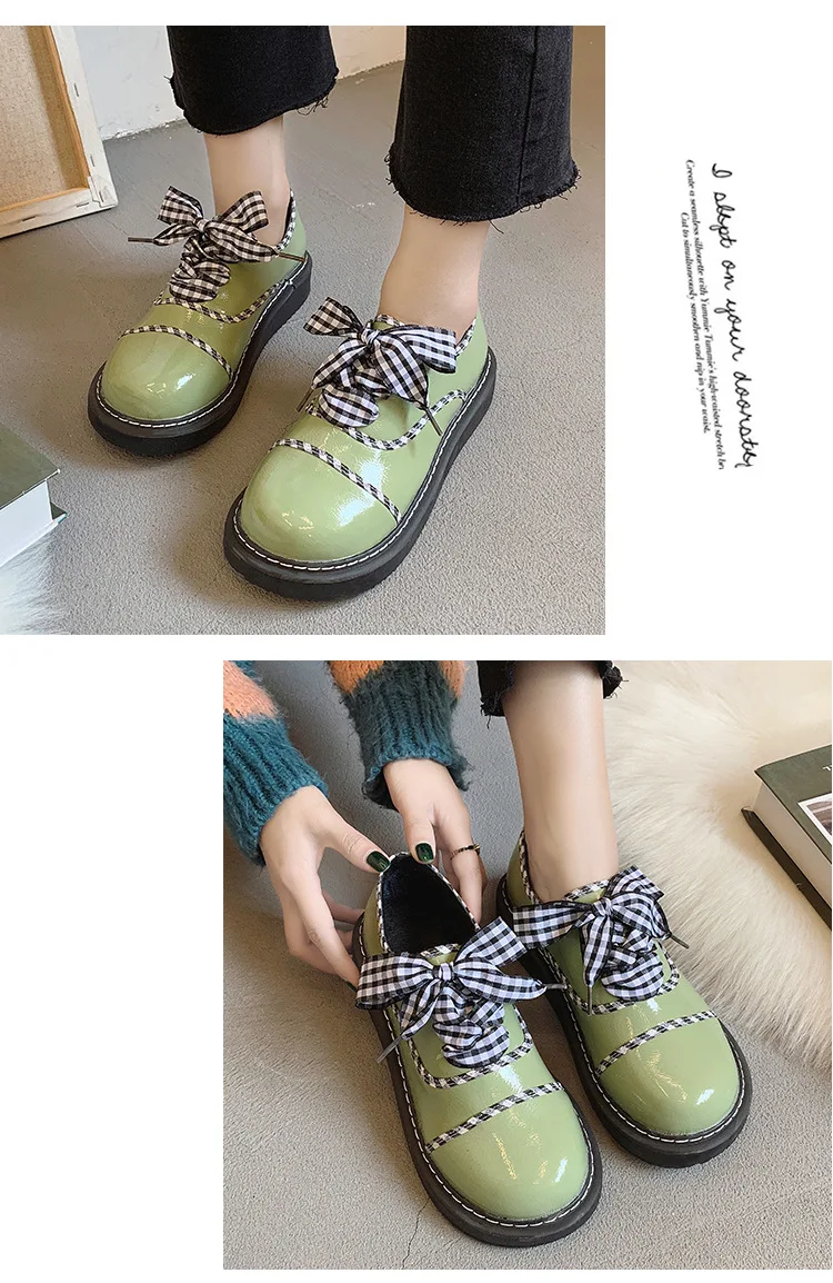 Женские тонкие туфли в британском студенческом стиле Туфли с круглым носком на плоской подошве в стиле Харадзюку; модная женская повседневная обувь с закрытым носком