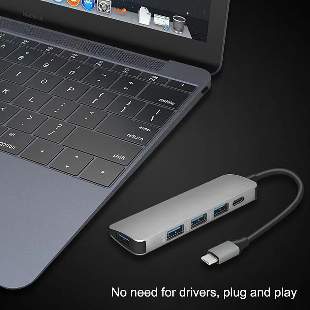 5 в 1 USB C концентратор USB-C до 3,0 концентратор Thunderbolt 3 адаптер для MacBook samsung Galaxy S9/S8 huawei P20 Pro type C usb-хаб