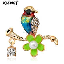 Эмаль птицы животное брошь булавки и броши для женщин ветка цветок горный хрусталь кристалл брошь жемчуг шарф булавки одежда ювелирные изделия