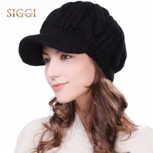 Зимняя шапка женская шапки женские для женщин девочки мериносовая шерсть трикотажные газетчик Siggi Кепки Шапка-бини козырек Толстая таксист утконоса осень-зима девушка 10120