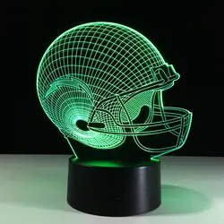 Прямая поставка Американская Футбольная лампа для шлема 3D ночник для фанатов Декор для спальни 7 цветов 2019 спортивный Ночник подарок для