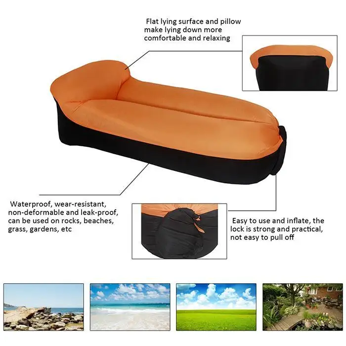 Напольная портативная надувная подушка для дивана плоская 640 г/1.4lb фиолетовая, розовая, оранжевая, зеленая, синяя надувная кровать
