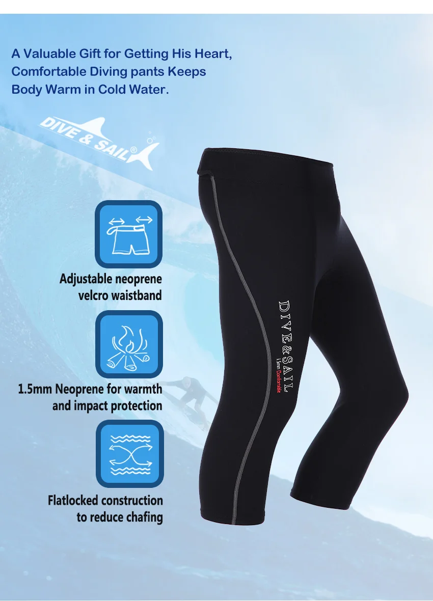 DIVE& SAIL 1,5 мм неопрен Дайвинг шорты от Гидрокостюма капри брюки укороченные брюки зимние плавательные брюки для мужчин и женщин гребля дайвинг серфинг