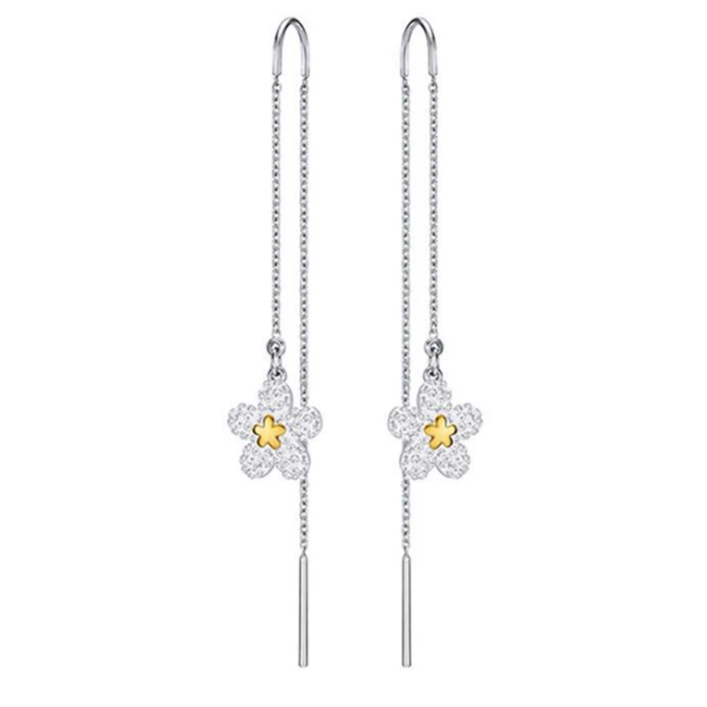 

ROBOL New Fresh Ladies Long Earrings Daisy Flowers Floral Birthday Party Elegant Birthday Jewelry Free Shipping