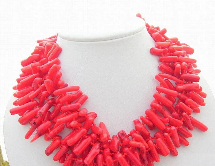 

ddh002422 5Strds Red Bar Coral Necklace