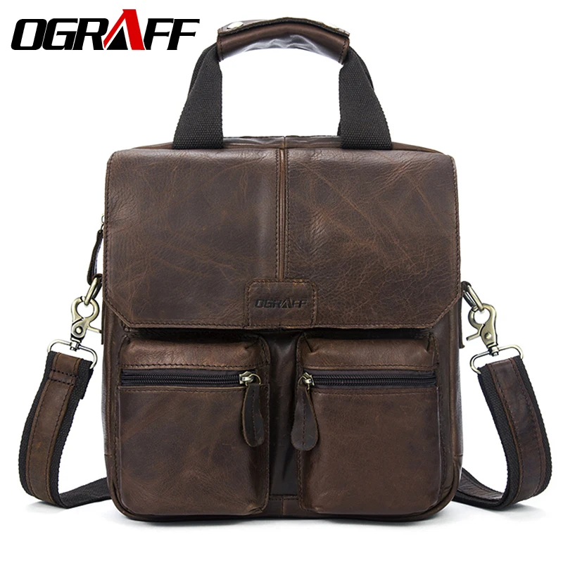 

OGRAFF Men bag male Handbag Messenger Bag Men Leather Handbags Male Genuine Leahter Bag Brand Designer Briefcase Shoulder Bag