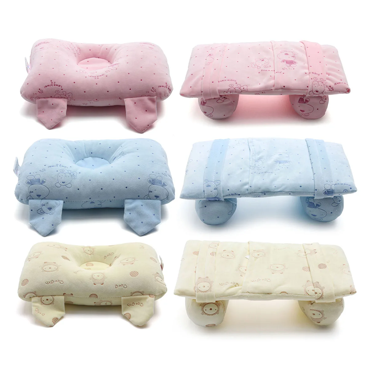 

2type newborn baby head support bed pillow shaping Sleep Positioner infant Cotton Anti Roll Pillow