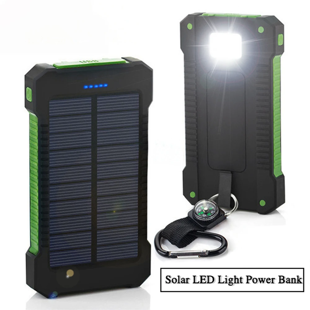 

FLOVEME Solar Power Bank Travel Waterproof LED Light Powerbank 2 USB External Battery Bank Portable Charger For iPhone Xiaomi