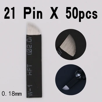 

50 PCS Permanent Makeup Manual Eyebrow Tattoo Bevel Blades black 21 Needles