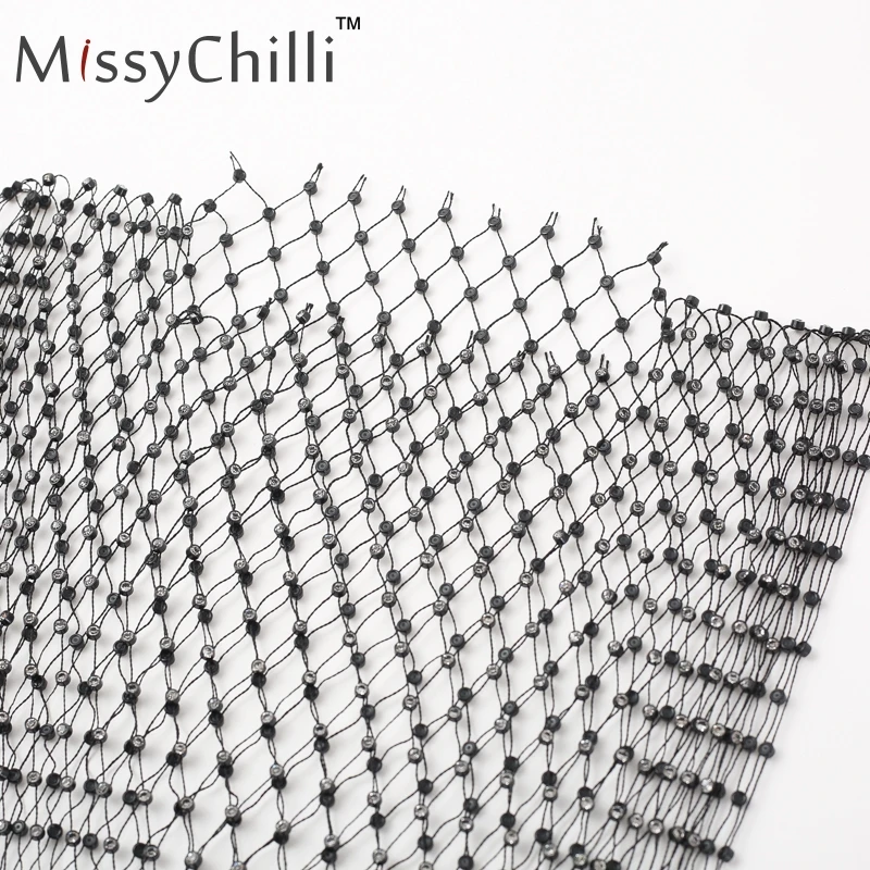 Женское прозрачное вечернее платье MissyChilli черное облегающее в сетку со стразами