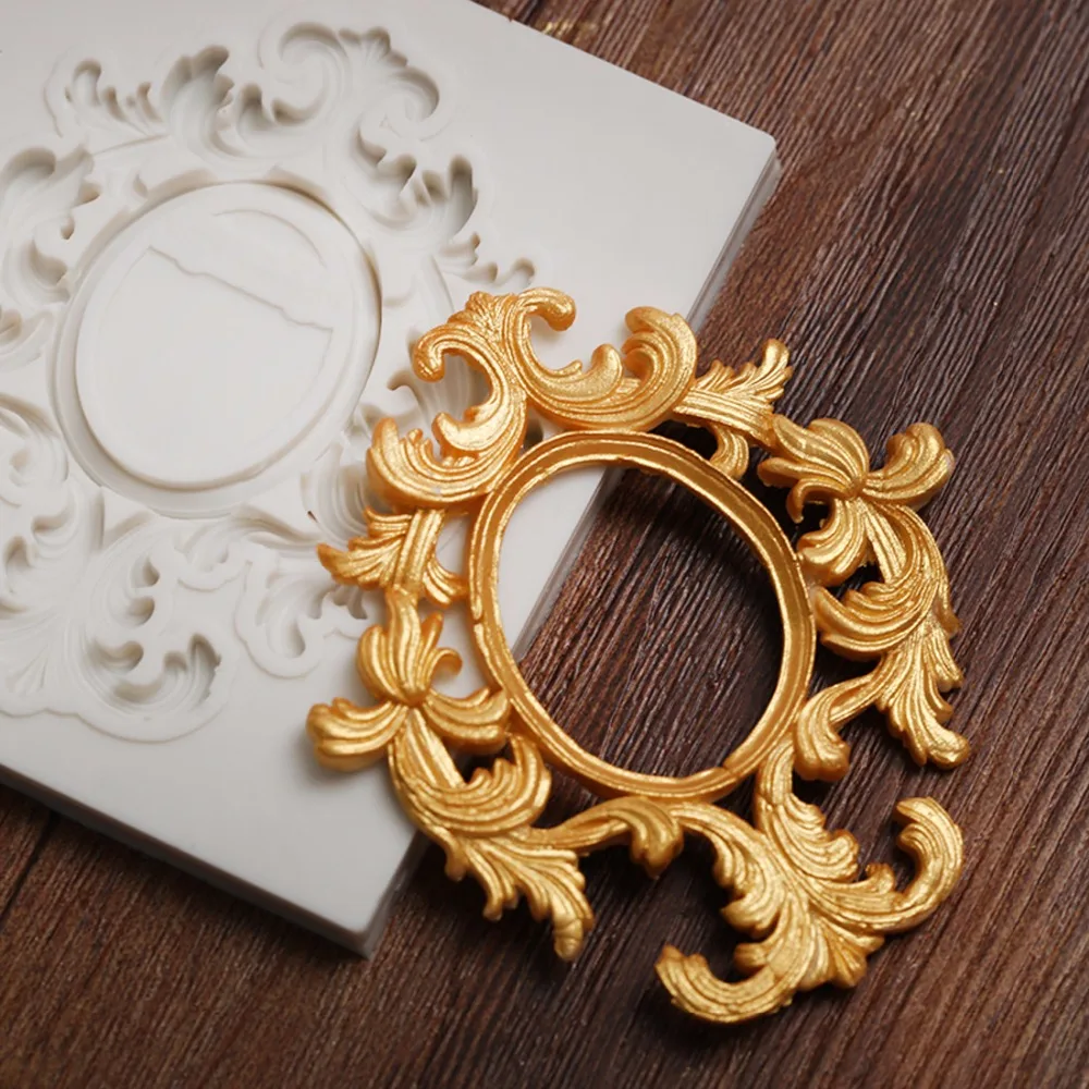 Ornate Leaf Frame Mould Victorian Scrollwork Flourish Silicone Molds