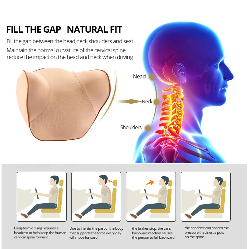 Защитный подголовник подушка для шеи комфортное пространство памяти хлопок подкладка расслабить шеи мышцы подходят для большинства автомобилей