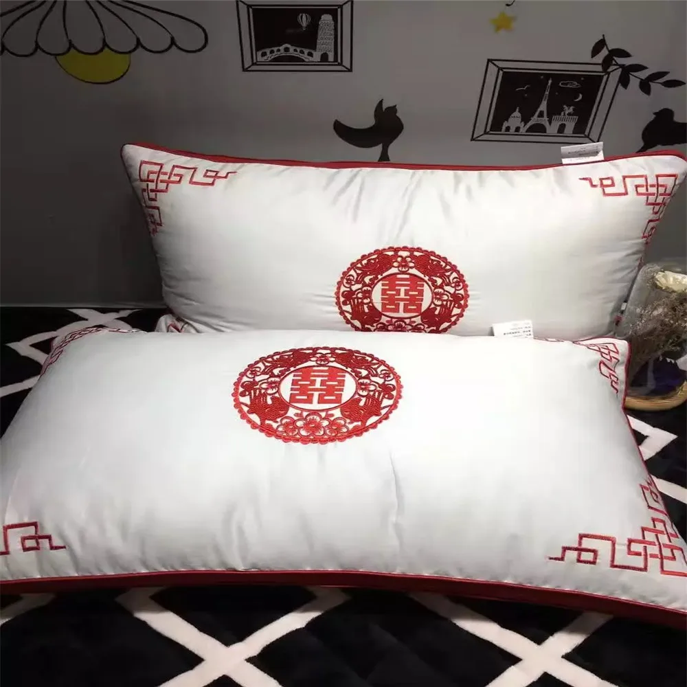 Chinese Style Double Happiness Red Wedding Pillows 2pc/Lot 100 Cotton
