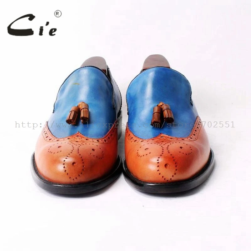 On 52 Cuero Punta Mano Envío Personalizado Redonda Gratis Naranja A Borla azul Zapato Casual Hecha Slip Artesanal Pegamento Calfskin Mocasín Cie Hombre 1qBw7TvT