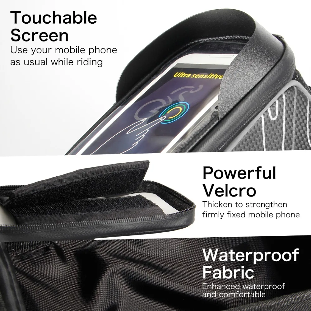 6 дюймов непромокаемая велосипедная сумка с сенсорным экраном для горной дороги, велосипедная Рама, водонепроницаемая велосипедная сумка-Седло для мобильного телефона