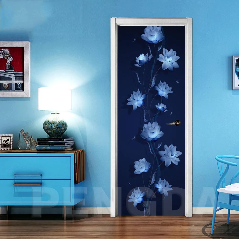 Door Stickers Canvas Home Decor Lotus Self Adhesive Renew PVC Poster Print Art Picture Waterproof Wallpaper For Children Room Door Stickers Canvas Home Decor Lotus Self Adhesive Renew PVC Poster Print Art Picture Waterproof Wallpaper For Children Room