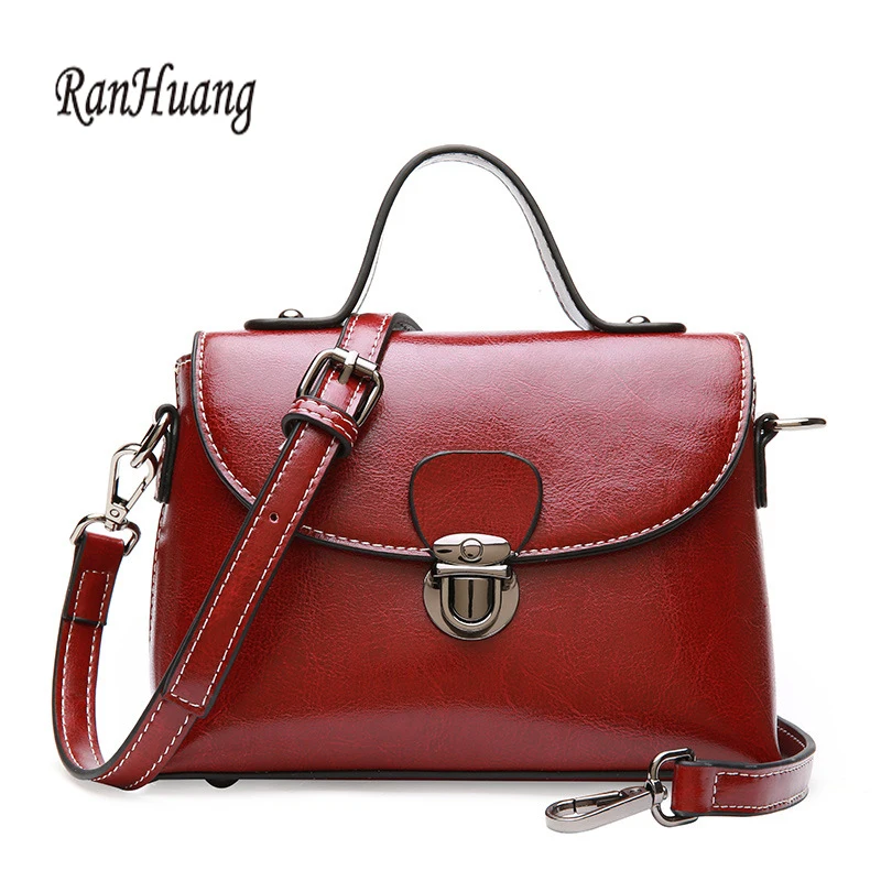 

RanHuang New Arrive 2018 Women Genuine Leather Handbags Cow Leather Shoulder Bags Ladies Small Handbags Fashion Message Bags Red