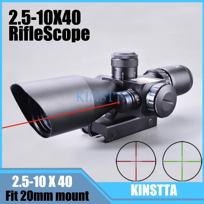 Лазерный прицел KINSTTA 2 5 10x40 с двойной подсветкой защитой от солнца красным лазером