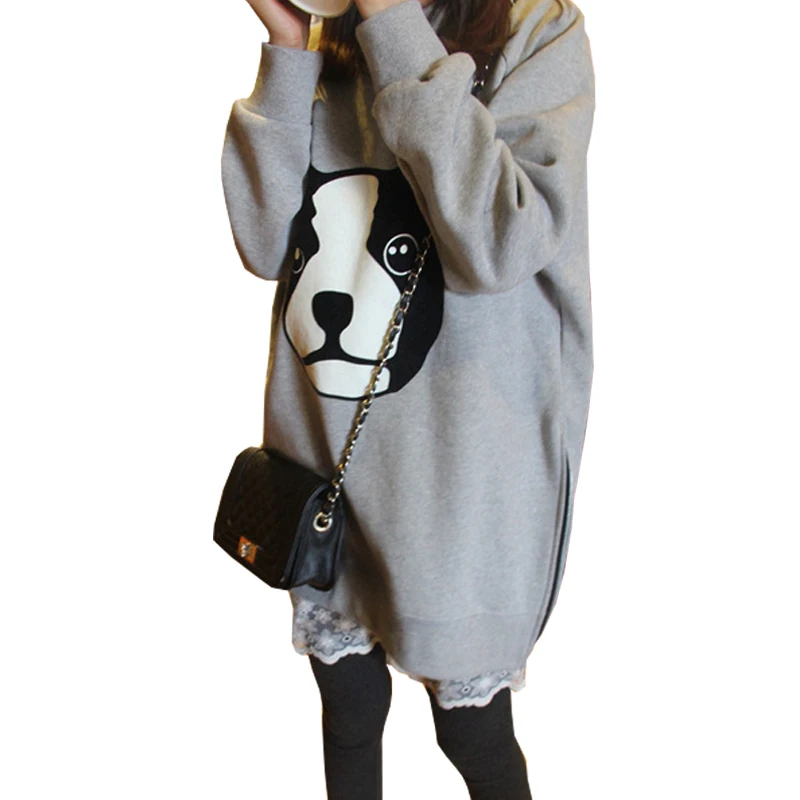 Весенне-осенние модели толстовок из хлопка, пуловеры, топы с рисунком собаки, куртки с принтом для беременных женщин, одежда для беременных - Цвет: Gray terry regular