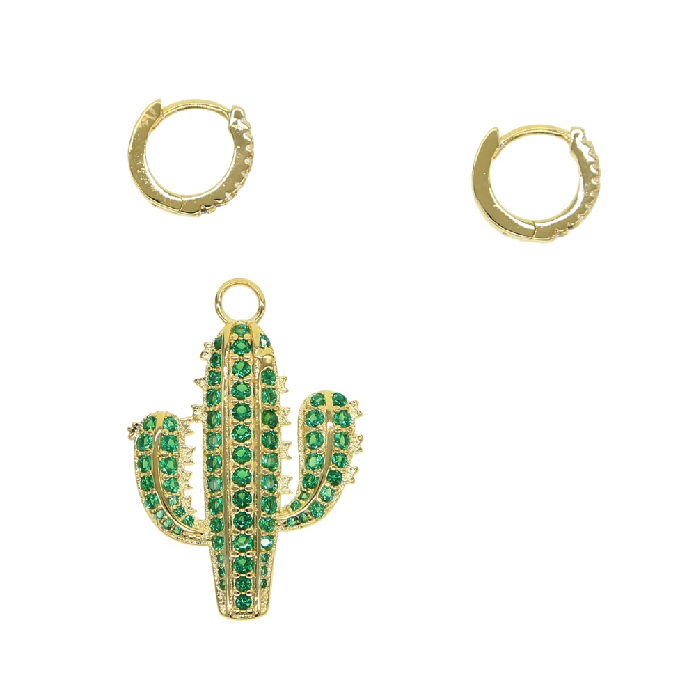 

floating moving green cz drop charm dangling earring Gold color women trendy jewelry 2019 new