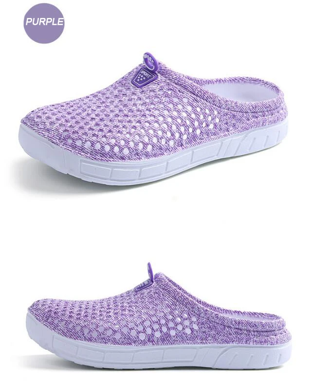 Для женщин дышащие однотонные Цвет сандалии летние водонепроницаемые Обувь, сандалии Для женщин в помещении и на открытом воздухе пляжные шлепанцы домашняя обувь - Цвет: Фиолетовый