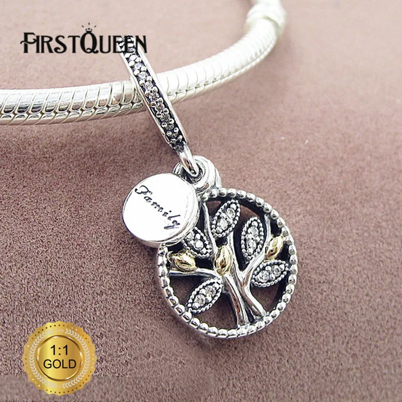 

FirstQueen 14k gold and silver family dangle Charm Fit Bracelets For Jewelry Making For Christmas Gift Fine Jewelry
