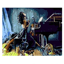 Фортепиано девушка DIY Цифровая живопись маслом по номерам художественное Украшение стен Идеальный Рождественский подарок на день рождения P1157