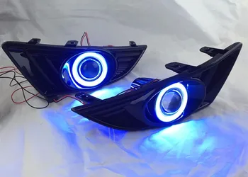 

top quality daytime running light COB angel eye (6 colors), projector lens fog lamp with cover for Nissan bluebird LANNIA, 2 pcs