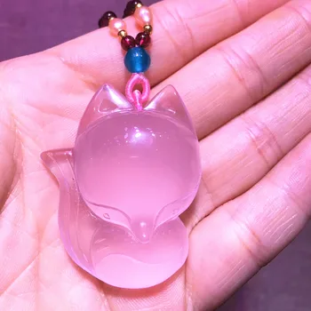 

Natural rose fox pendant quartz crystal dots healing Christmas gifts