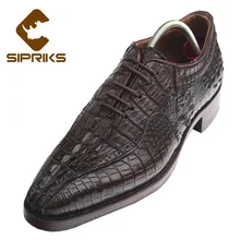 SIPRIKS handmade goodyear welted oxford shoes mens 100% brown alligator skin leather shoes boss crocodile skin leather shoes new