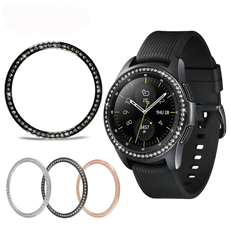 

Gear S3 Bezel For Samsung Galaxy Watch 46mm 42mm Diamond Metal Bezel Ring Adhesive Cover Anti Scratch smart watch accessories