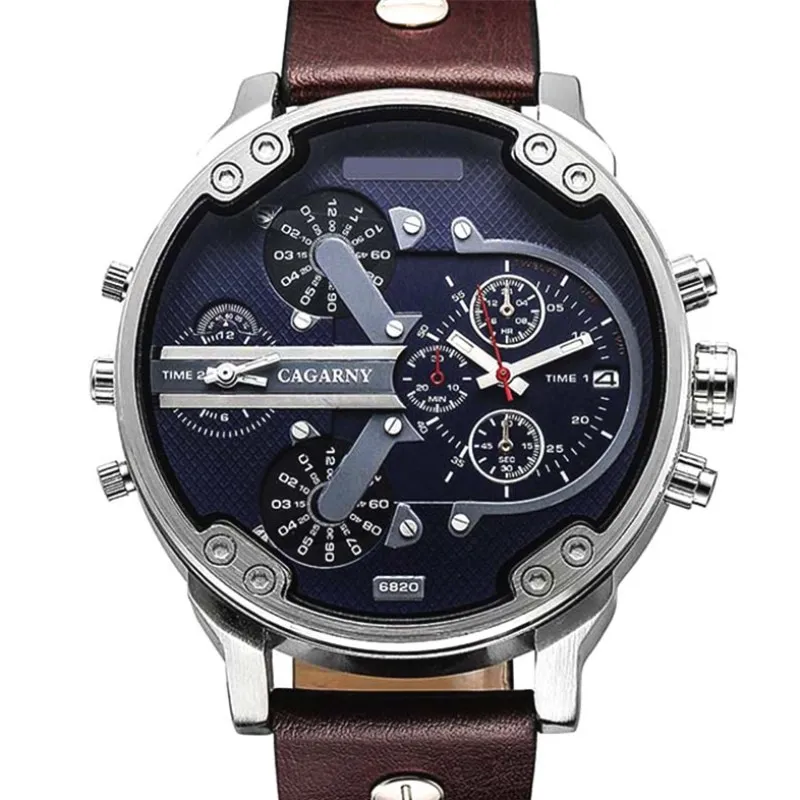 NATATE Luxusní pánské hodinky značky Quartz Dual Watch hodinky CAGARNY Vodotěsné sportovní vojenské náramkové hodinky 0840