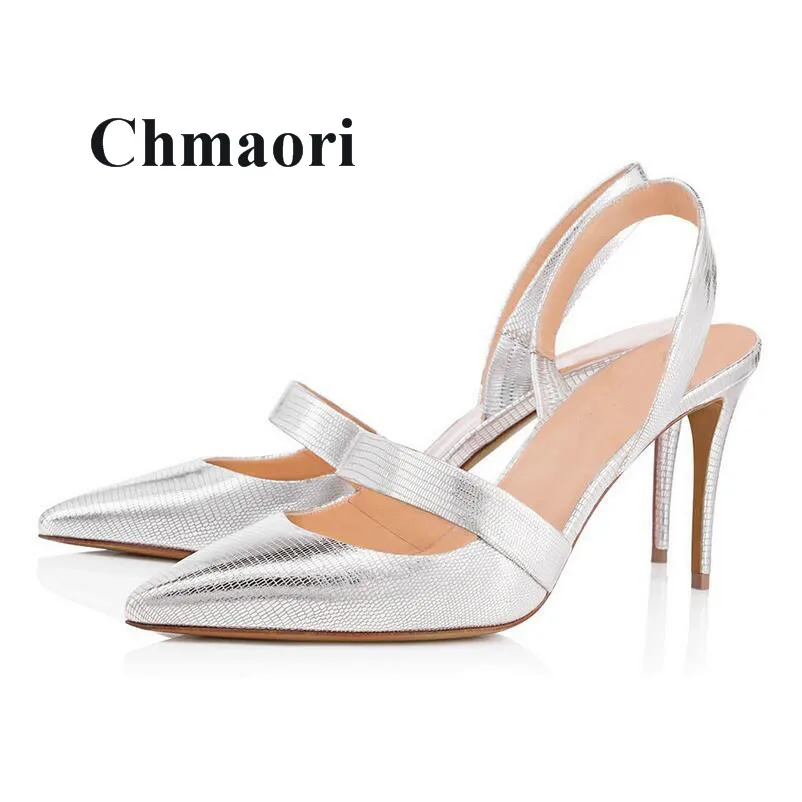 

Fashion Pointed Toe Slingbacks Sexy Thin High Heel Two Color Summer Solid Party Europe And America Lady shoes Women Pumps