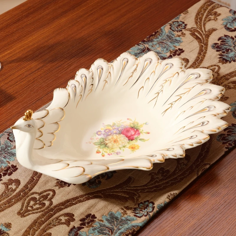 

ceramic peacock dried fruit plate Candy Storage dish Dessert Snack plate home decor wedding decoration handicraft figurine gifts