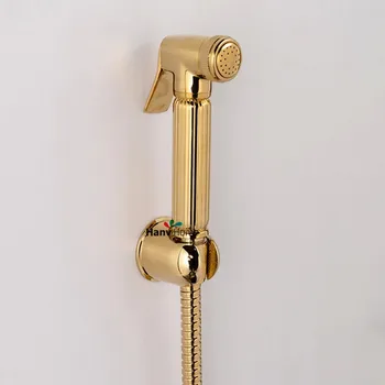 

Torneira Toilet Gold Hand held Diaper Bidet Sprayer Shower Shattaf Spray Douche kit Jet & Copper Golden Holder & 1.5m Hose