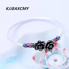 Kjjeaxcmy S925 стерлингового серебра Винтаж Серебряный браслет перегородчатой старый цветочек открытие