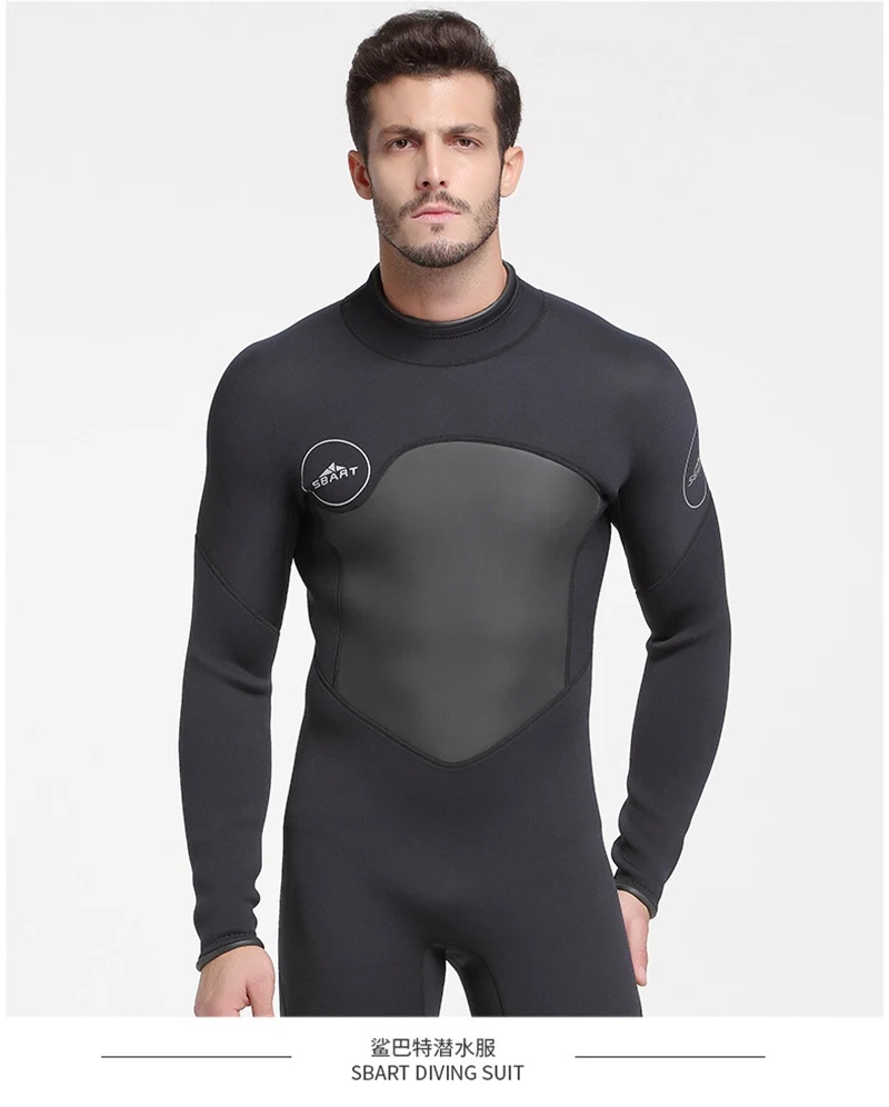 SBART Мужской 3 мм неопреновый костюм для дайвинга теплый сохраняющий лоскутный мягкий гидрокостюм защита от сыпи одежда для плавания с длинным рукавом Подводная охота с дыхательной трубкой
