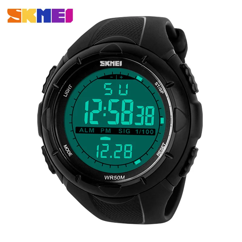 2017 новый skmei марка мужчины светодиодный цифровой военные часы 50 М Dive Swim Платье