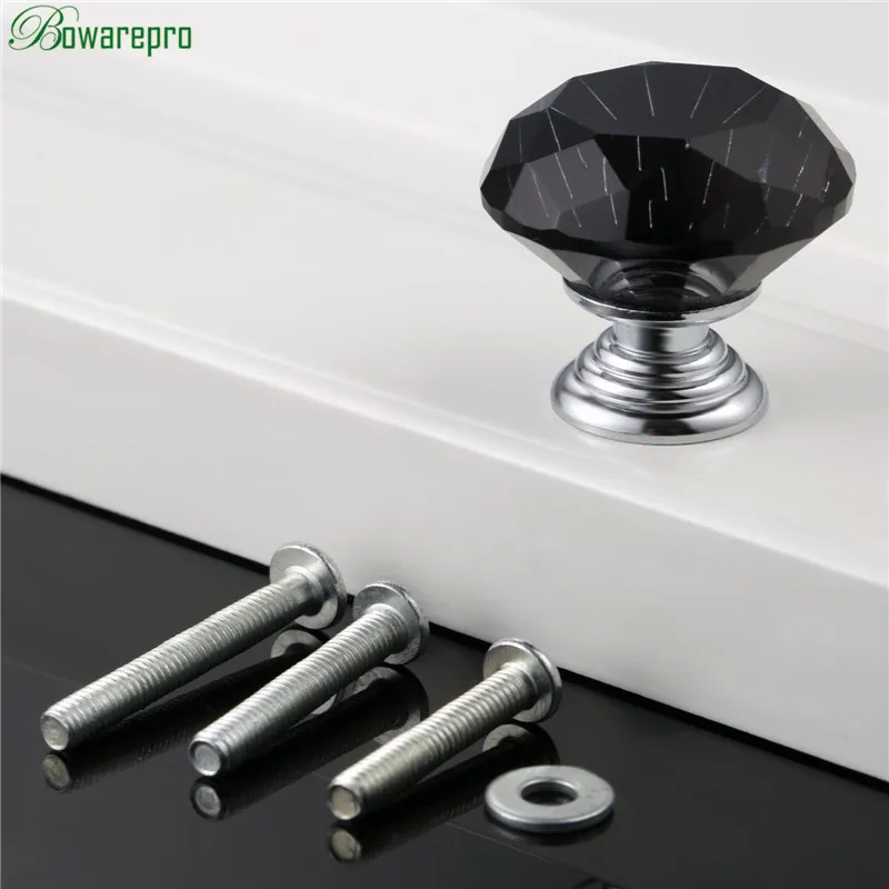 bowarepro Diamond Crystal Glass filing Door knob Pull Handle
