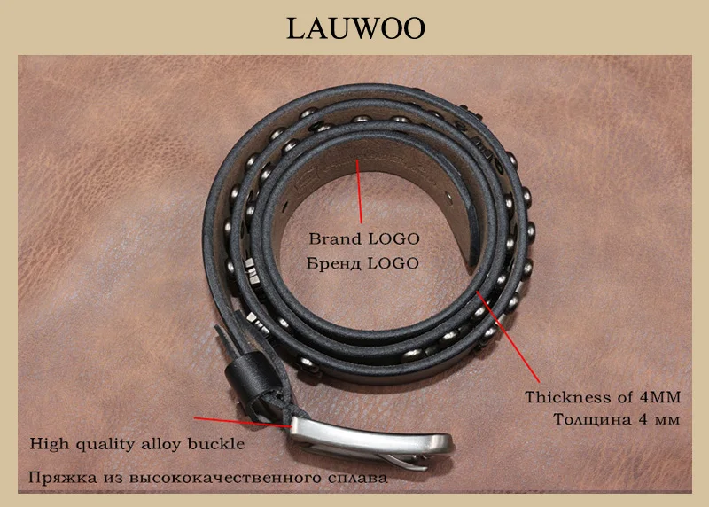 LAUWOO бренд Роскошный ремень с пряжкой индивидуальный панк ремень металлические части действительно кожаный тренд дизайнеры для cinto masculino couro