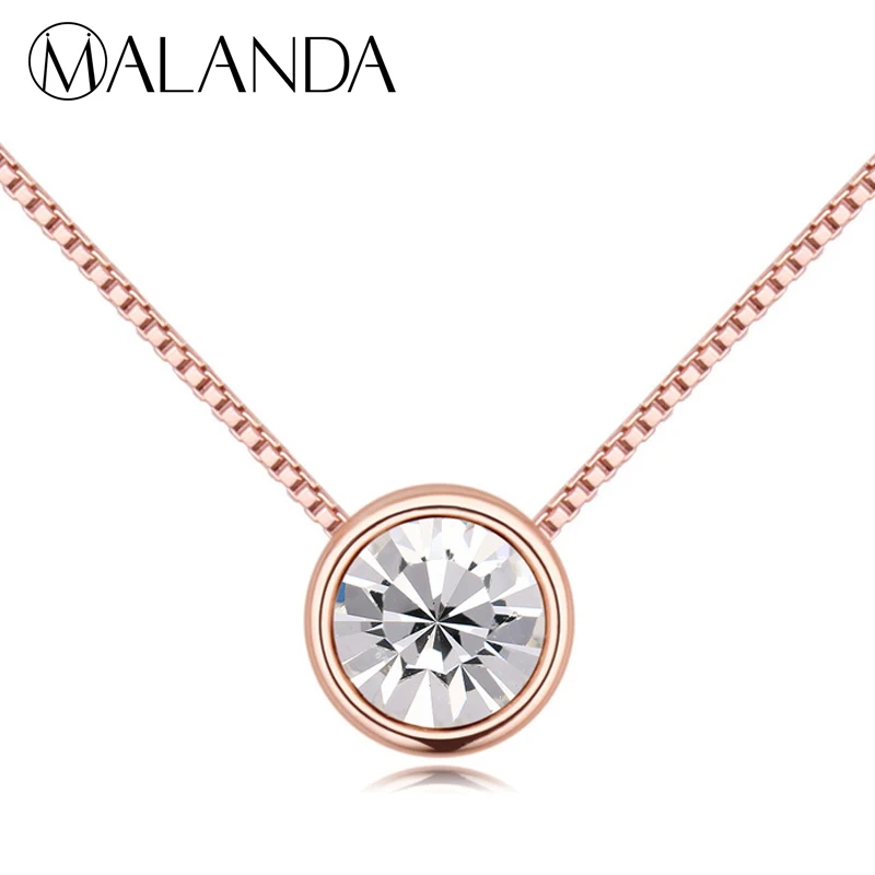 Malanda модный бренд круговой кулон круглый кристалл от Swarovski заявление Ожерелья для