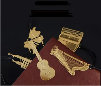 

bookmark metal 50PCS wedding favor baby birthday return gifts golden violin gold piano student music bookmarks for Books