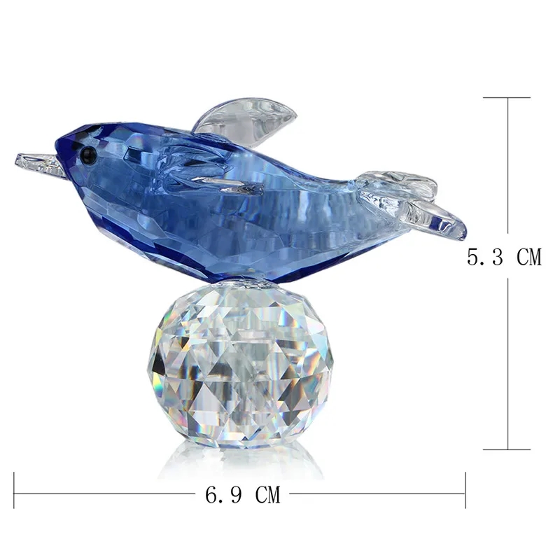 H& D синий хрустальный Дельфин фигурка коллекционная с шаром пресс-папье стол Knicknack Fengshui Best для Рождественского украшения подарок