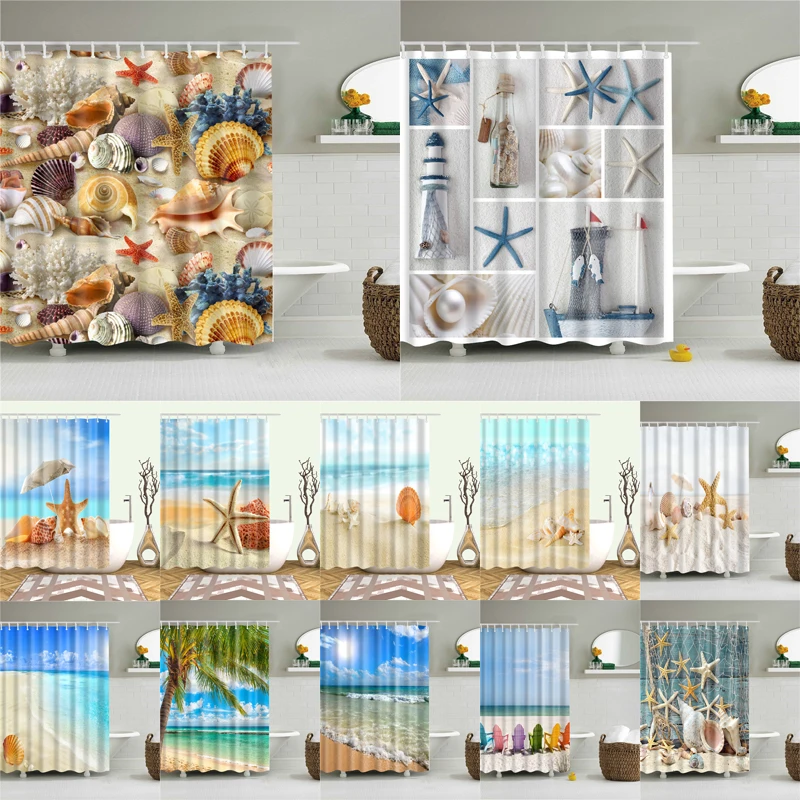 High-Quality-Sea-Beach-Shell-Printed-Shower-Curtains-Bath-Screen-Waterproof-Products-Bathroom-Decor-with-Hooks (1)