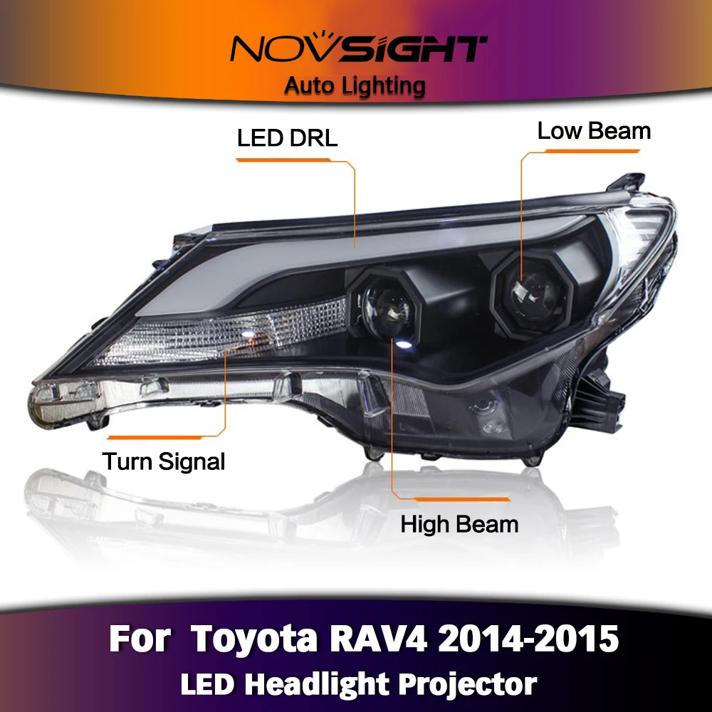 NOVSIGHT 2 шт. лампы фар автомобиля водонепроницаемый датчик светодиодный налобный фонарь 4300 К 5000 6000 К высокий низкий пучок для Toyota RAV4